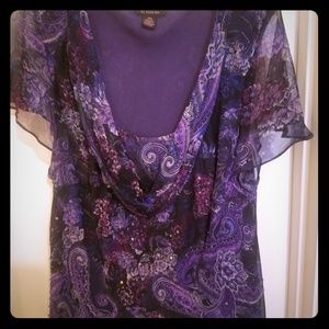 2 piece purple blouse and skirt.